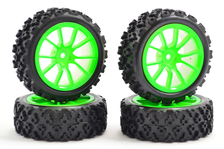 1:10 STREET RALLY TYRE 10SP NEON GREEN WHEEL