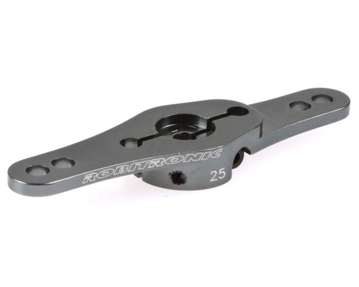 Robitronic Aluminium Servo Doppel Arm 25 Zähne 2-​Ebenen Grau  ( futaba / savox )